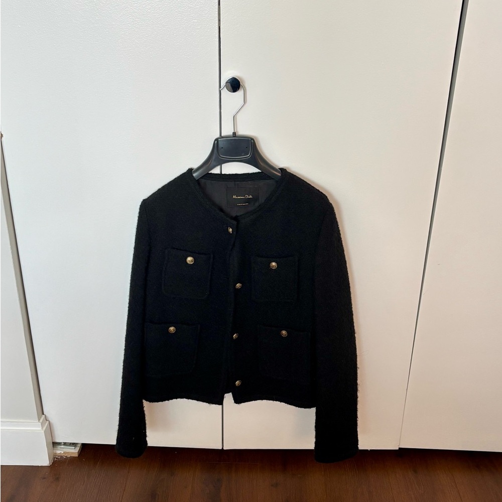 Massimo Dutti Black Textured Blazer